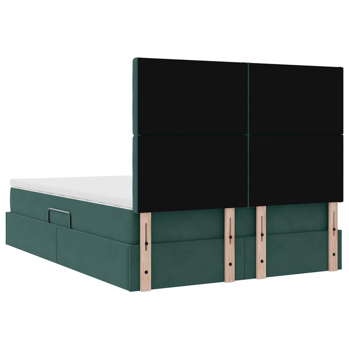 Pat cu lumini cu bandă LED Verde închis 140 x 200 cm Catifea - WALTI WALTI