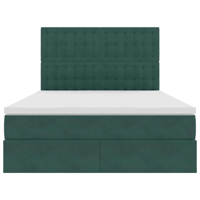 Pat cu lumini cu bandă LED Verde închis 140 x 200 cm Catifea - WALTI WALTI