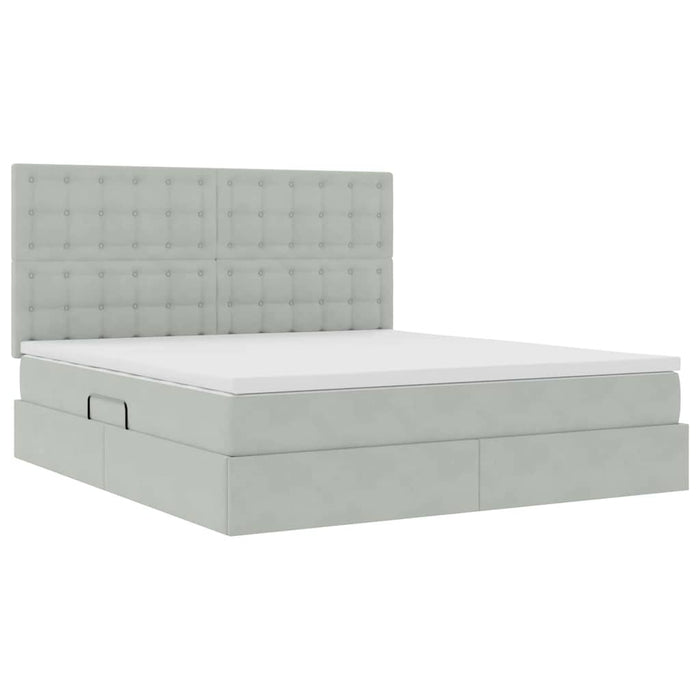 Pat cu lumini cu bandă LED Gri deschis 160 x 200 cm Catifea - WALTI WALTI