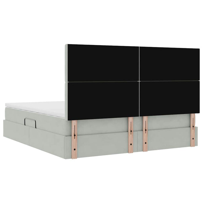 Pat cu lumini cu bandă LED Gri deschis 160 x 200 cm Catifea - WALTI WALTI