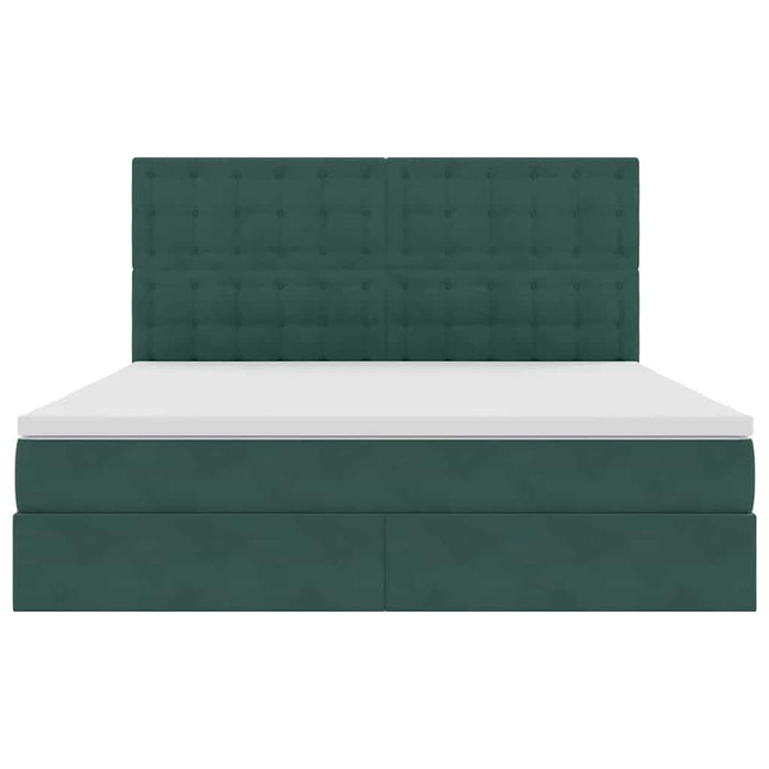 Pat cu lumini cu bandă LED Verde închis 160 x 200 cm Catifea - WALTI WALTI