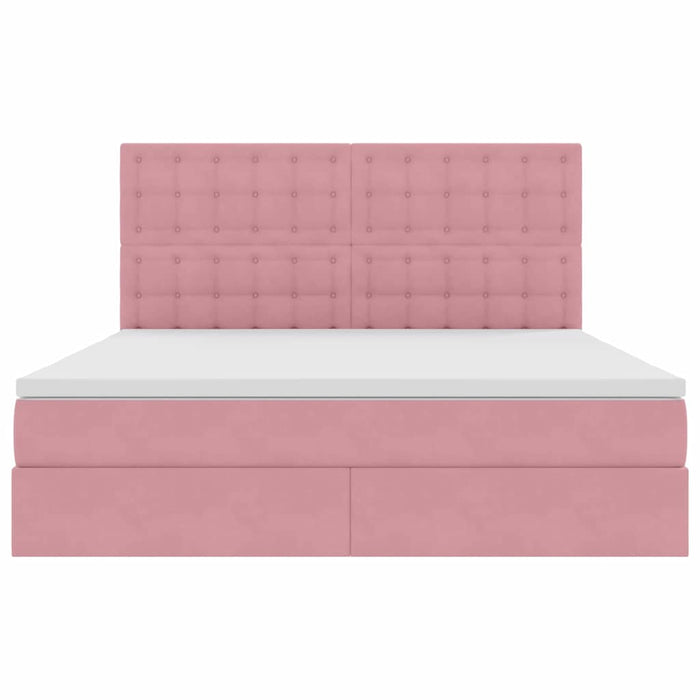 Pat cu saltea și LED cu saltea cu led Roz 160 x 200 cm Catifea - WALTI WALTI