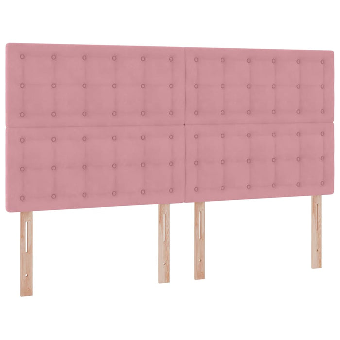 Pat cu saltea și LED cu saltea cu led Roz 160 x 200 cm Catifea - WALTI WALTI