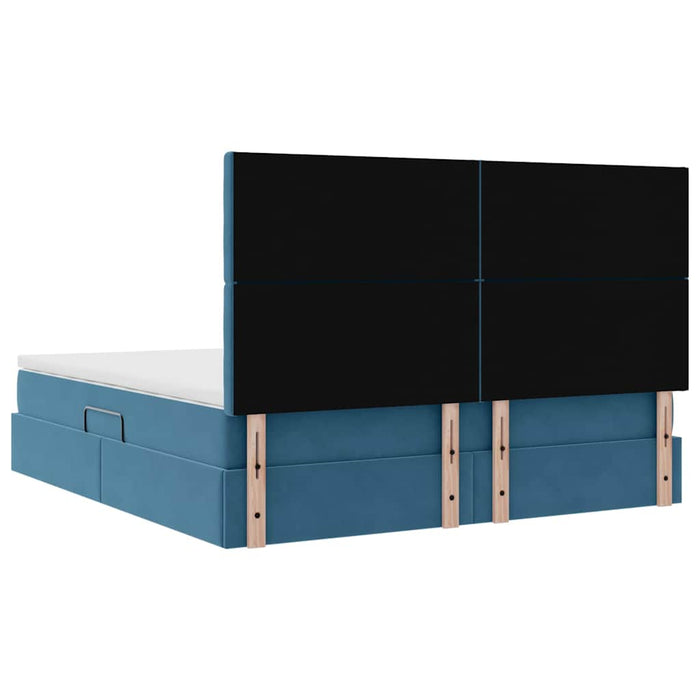 Pat cu lumini cu bandă LED Albastru închis 180 x 200 cm Catifea - WALTI WALTI