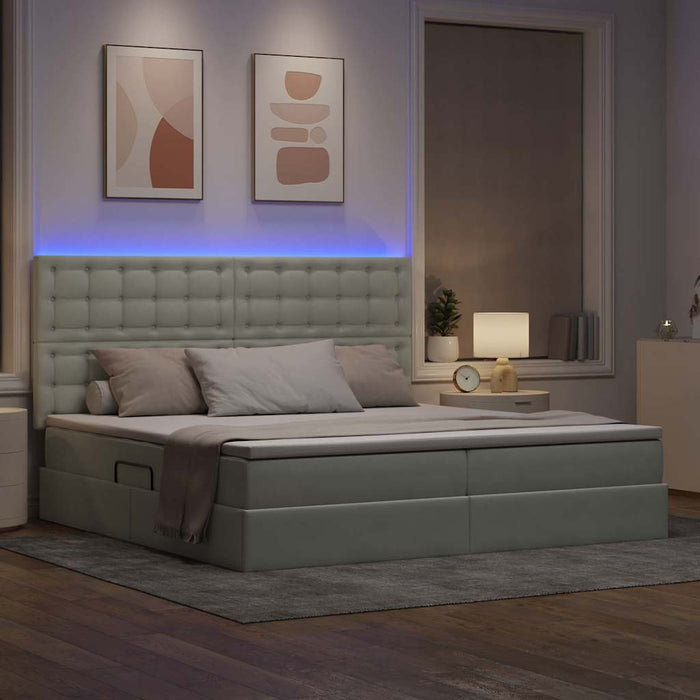 Pat cu lumini cu bandă LED Gri deschis 200 x 200 cm Catifea - WALTI WALTI