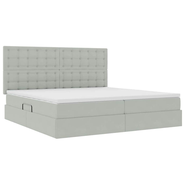 Pat cu lumini cu bandă LED Gri deschis 200 x 200 cm Catifea - WALTI WALTI