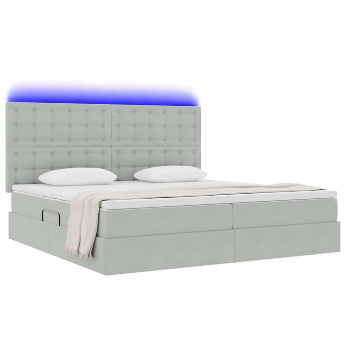 Pat cu lumini cu bandă LED Gri deschis 200 x 200 cm Catifea - WALTI WALTI