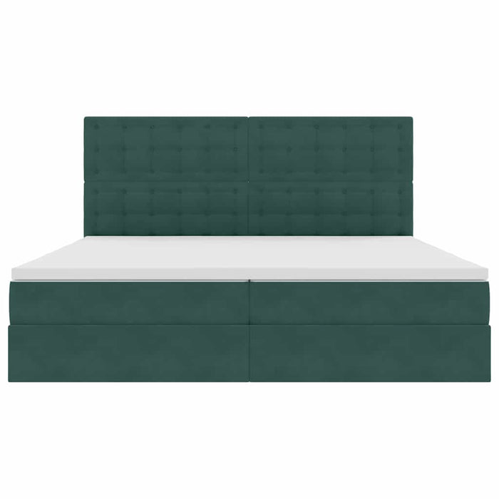 Pat cu saltea și LED cu led Verde închis 200 x 200 cm Catifea - WALTI WALTI