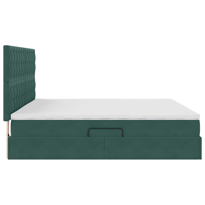 Pat cu saltea și LED cu led Verde închis 200 x 200 cm Catifea - WALTI WALTI