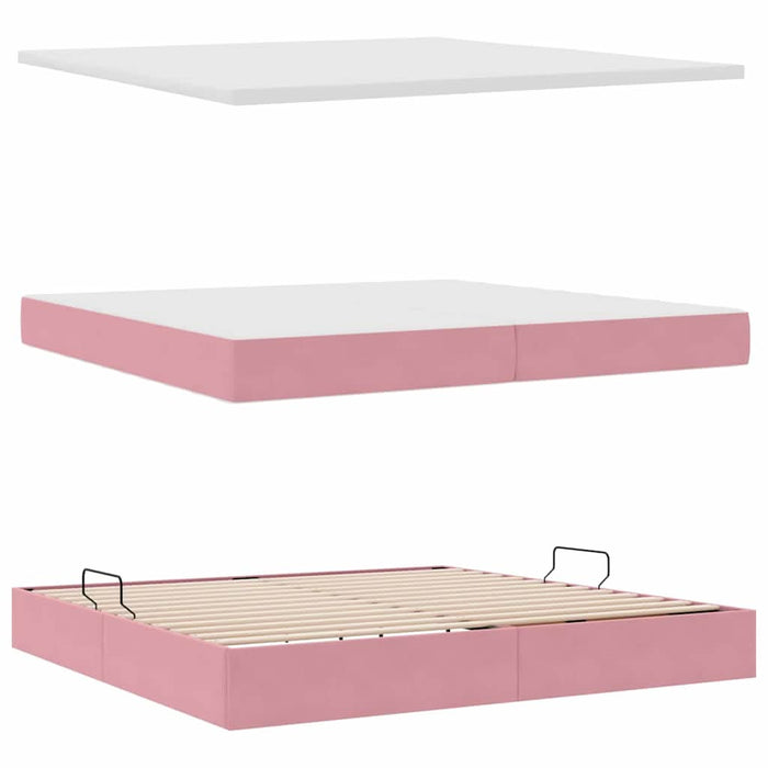 Pat cu lumini cu bandă LED Roz 200 x 200 cm Catifea - WALTI WALTI