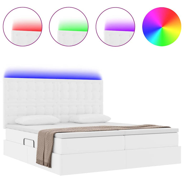 Pat cu saltea și LED Alb pur 180 x 200 cm Piele artificială - WALTI WALTI