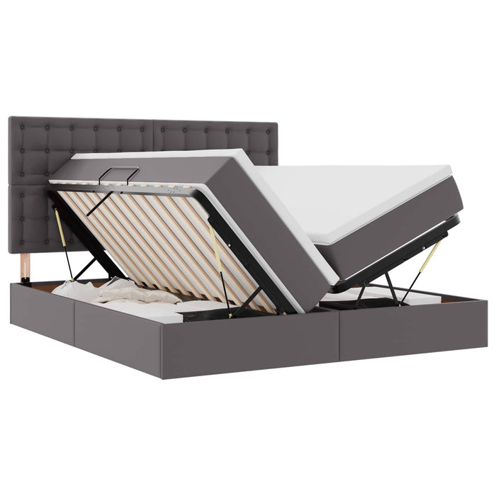 Pat cu saltea și LED Gri 180 x 200 cm Piele artificială - WALTI WALTI