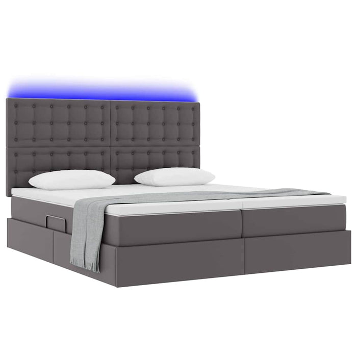 Pat cu saltea și LED Gri 180 x 200 cm Piele artificială - WALTI WALTI
