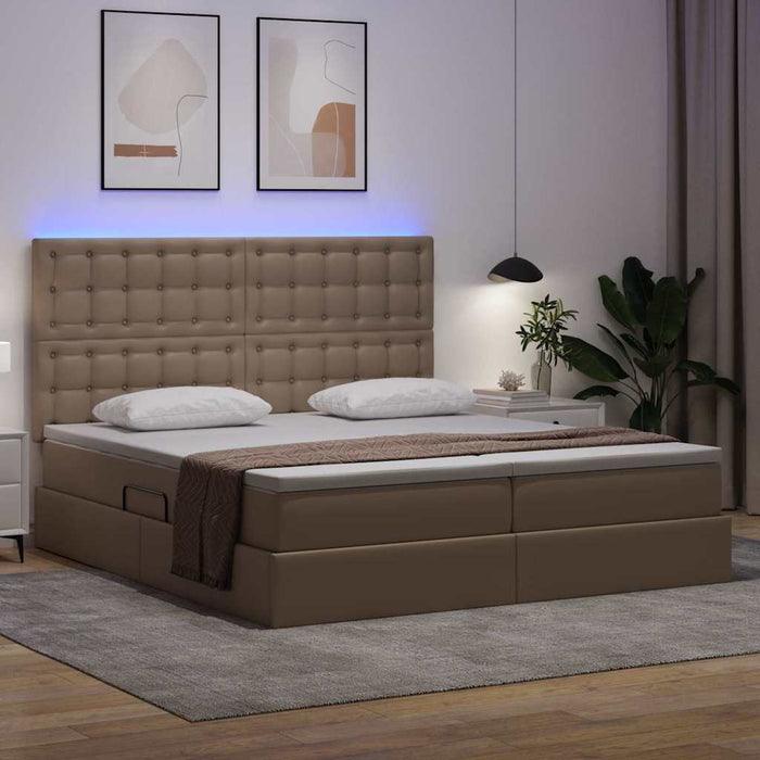 Pat cu saltea și LED Cappuccino 180 x 200 cm Piele artificială - WALTI WALTI