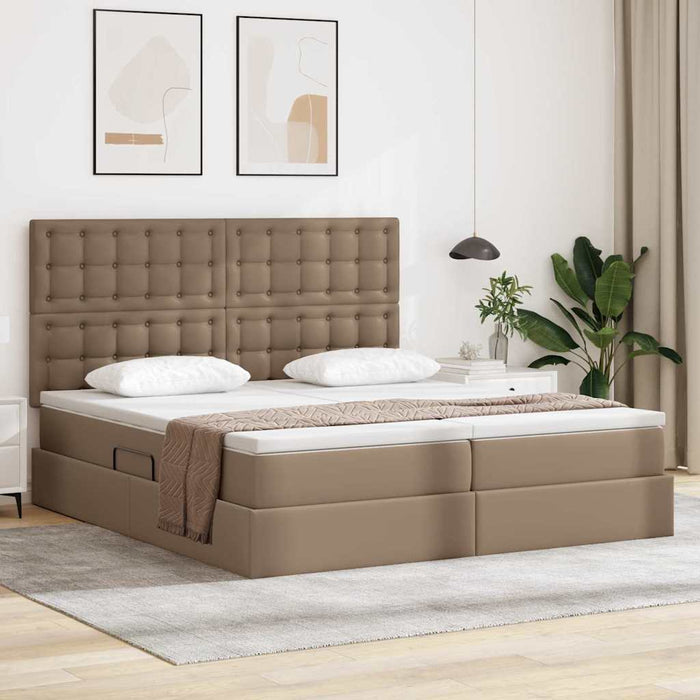 Pat cu saltea și LED Cappuccino 180 x 200 cm Piele artificială - WALTI WALTI