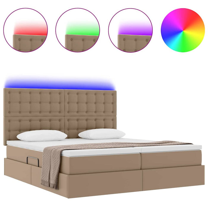 Pat cu saltea și LED Cappuccino 180 x 200 cm Piele artificială - WALTI WALTI