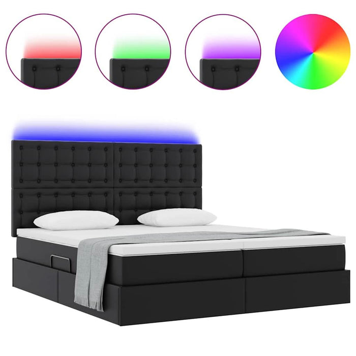 Pat cu saltea și LED Negru 200 x 200 cm Piele artificială - WALTI WALTI