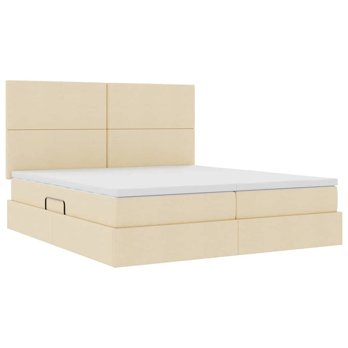 Pat cu lumini cu bandă LED Creme 180 x 200 cm țesătură - WALTI WALTI