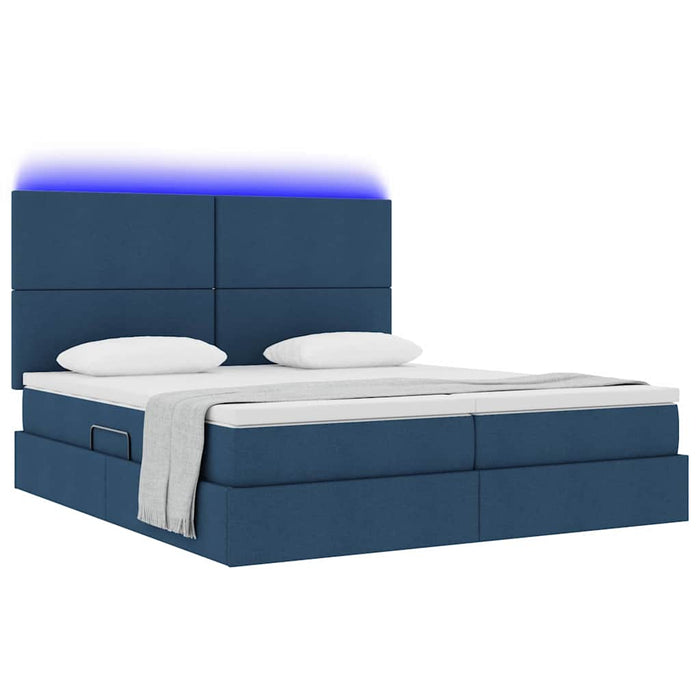 Pat cu lumini cu bandă LED albastru 180 x 200 cm țesătură - WALTI WALTI