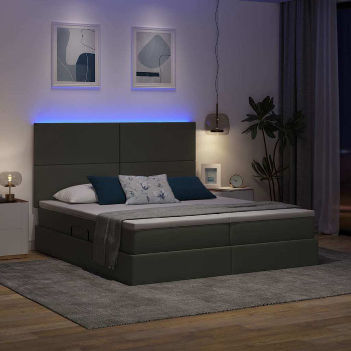 Pat cu lumini cu bandă LED Gri închis 200 x 200 cm țesătură - WALTI WALTI