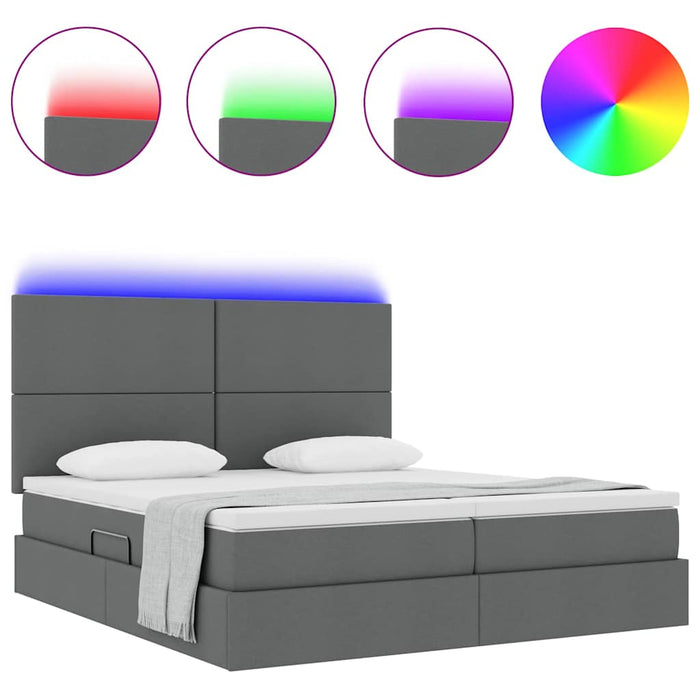 Pat cu lumini cu bandă LED Gri închis 200 x 200 cm țesătură - WALTI WALTI