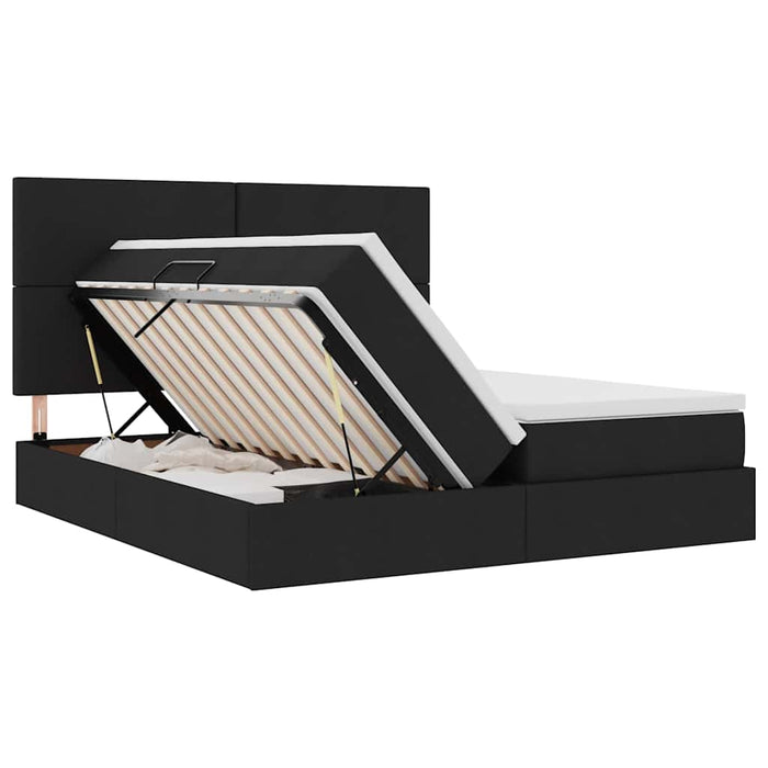 Pat cu lumini cu bandă LED Negru 200 x 200 cm țesătură - WALTI WALTI