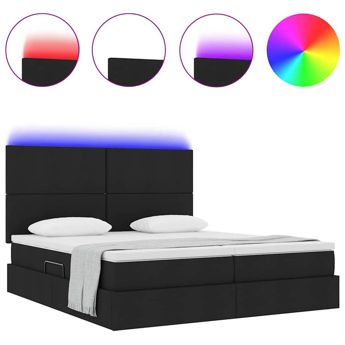 Pat cu lumini cu bandă LED Negru 200 x 200 cm țesătură - WALTI WALTI