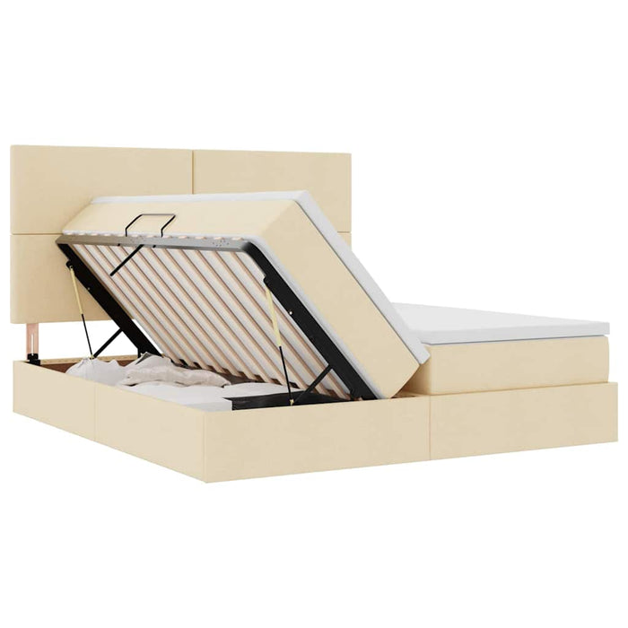 Pat cu lumini cu bandă LED Creme 200 x 200 cm țesătură - WALTI WALTI