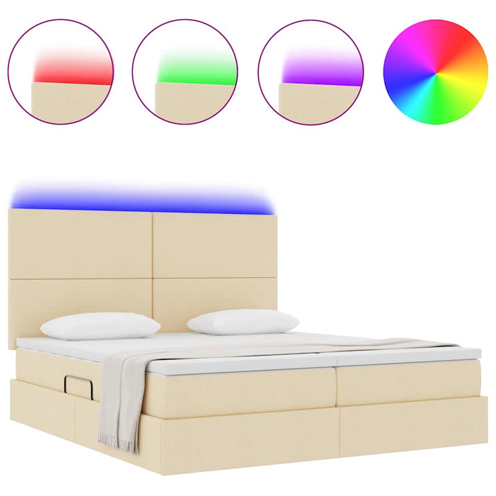 Pat cu lumini cu bandă LED Creme 200 x 200 cm țesătură - WALTI WALTI