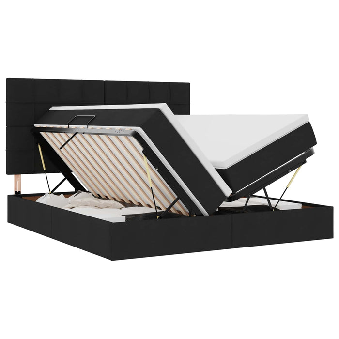Pat cu lumini cu bandă LED Negru 180 x 200 cm țesătură - WALTI WALTI