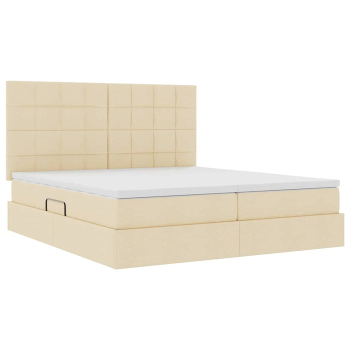 Pat cu lumini cu bandă LED Creme 180 x 200 cm țesătură - WALTI WALTI