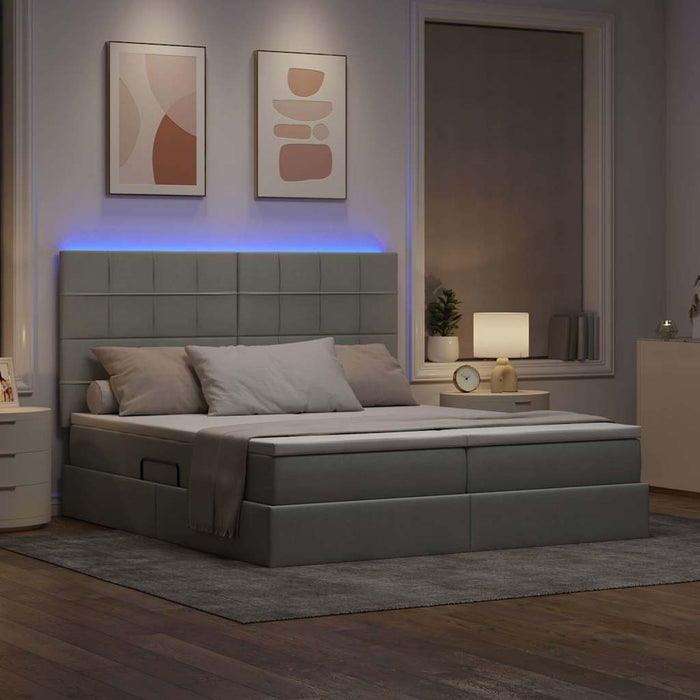 Pat cu lumini cu bandă LED Gri deschis 200 x 200 cm țesătură - WALTI WALTI