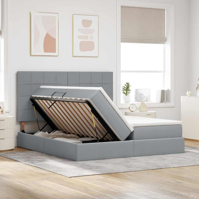 Pat cu lumini cu bandă LED Gri deschis 200 x 200 cm țesătură - WALTI WALTI