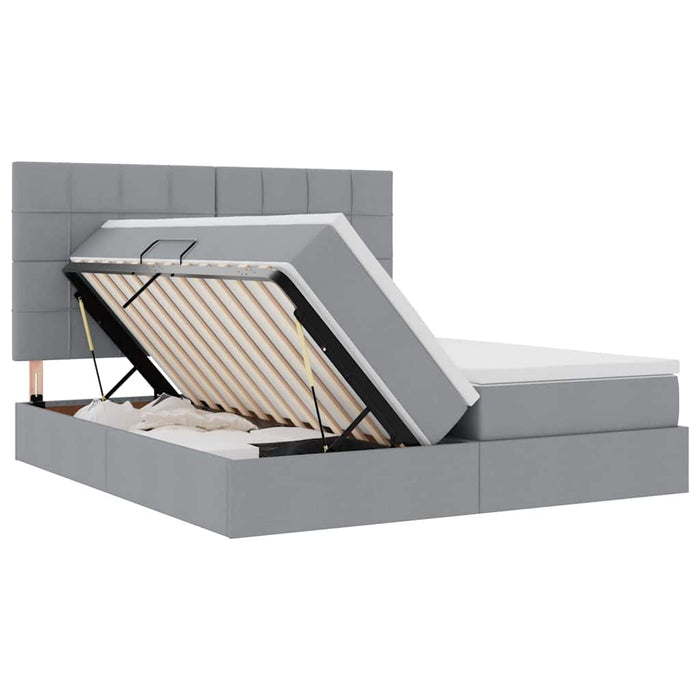 Pat cu lumini cu bandă LED Gri deschis 200 x 200 cm țesătură - WALTI WALTI