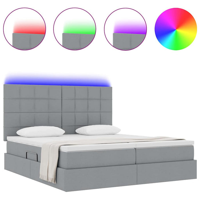 Pat cu lumini cu bandă LED Gri deschis 200 x 200 cm țesătură - WALTI WALTI