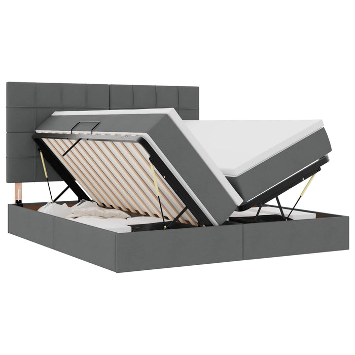 Pat cu lumini cu bandă LED Gri închis 200 x 200 cm țesătură - WALTI WALTI