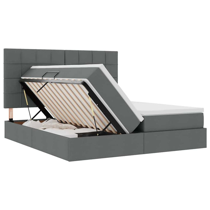 Pat cu lumini cu bandă LED Gri închis 200 x 200 cm țesătură - WALTI WALTI