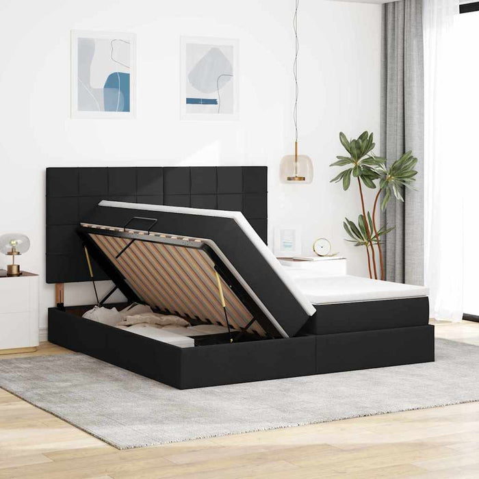 Pat cu lumini cu bandă LED Negru 200 x 200 cm țesătură - WALTI WALTI