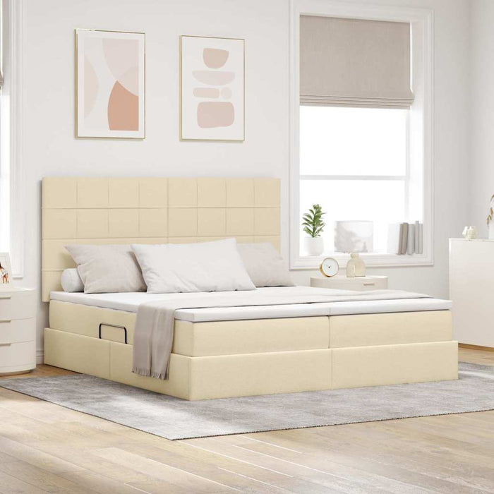 Pat cu lumini cu bandă LED Creme 200 x 200 cm țesătură - WALTI WALTI