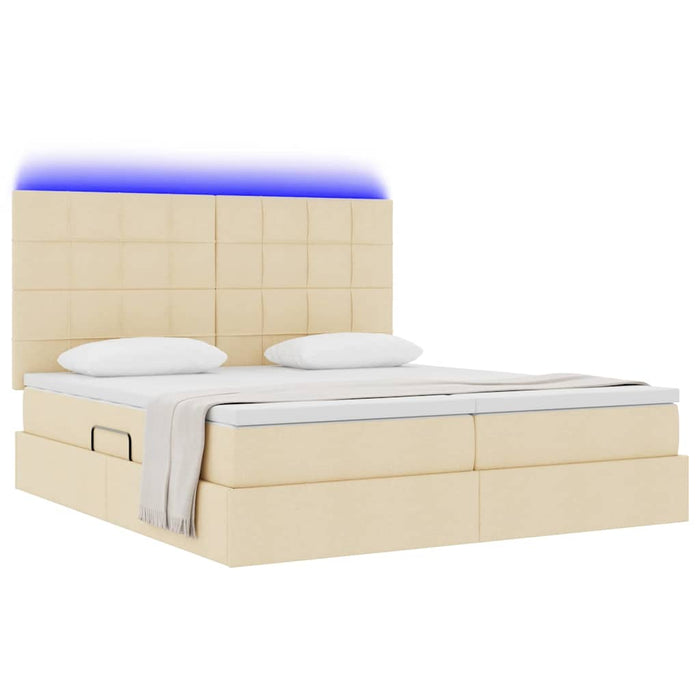 Pat cu lumini cu bandă LED Creme 200 x 200 cm țesătură - WALTI WALTI