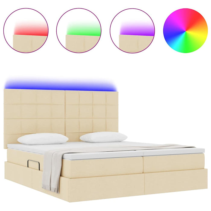 Pat cu lumini cu bandă LED Creme 200 x 200 cm țesătură - WALTI WALTI