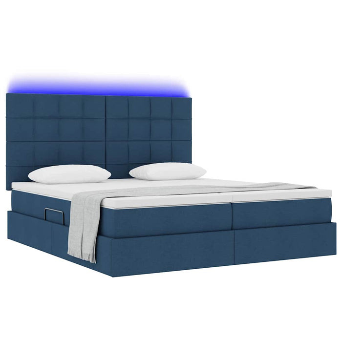 Pat cu lumini cu bandă LED albastru 200 x 200 cm țesătură - WALTI WALTI