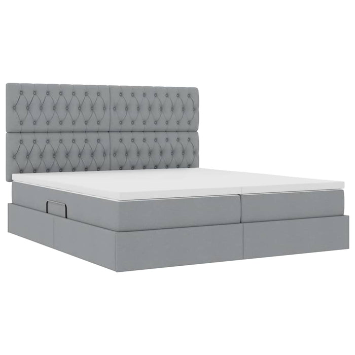 Pat cu lumini cu bandă LED Gri deschis 180 x 200 cm țesătură - WALTI WALTI