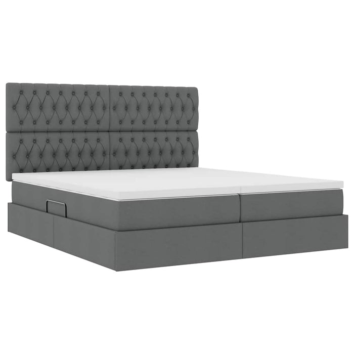 Pat cu lumini cu bandă LED Gri închis 180 x 200 cm țesătură - WALTI WALTI