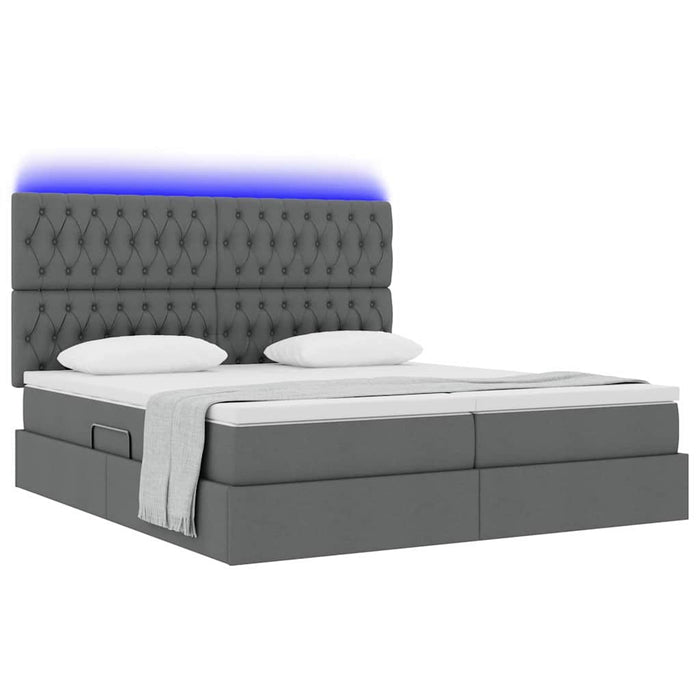 Pat cu lumini cu bandă LED Gri închis 180 x 200 cm țesătură - WALTI WALTI
