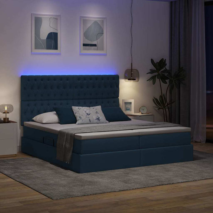 Pat cu LED și saltea albastru 180 x 200 cm Țesătură - WALTI WALTI