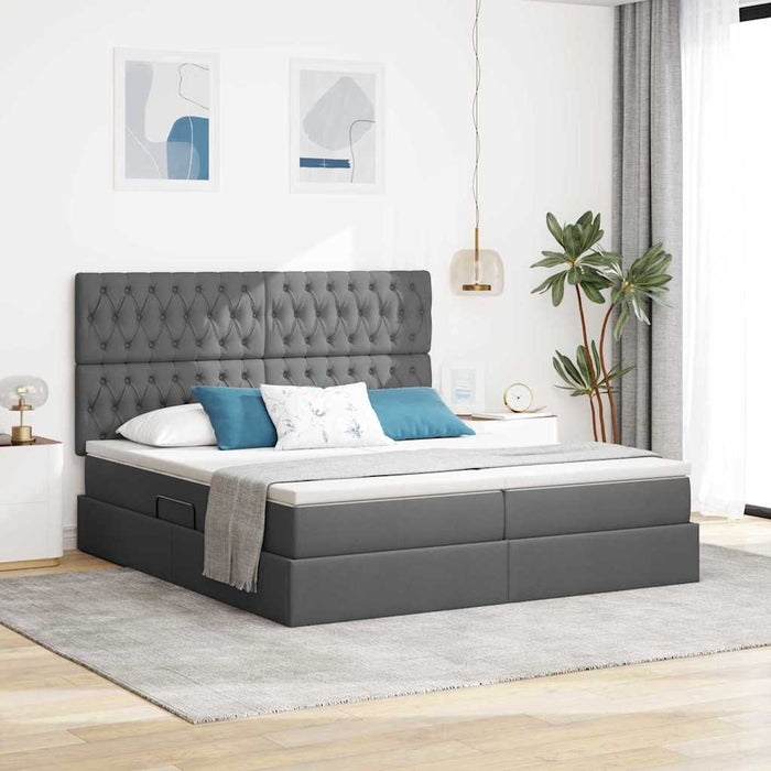 Pat cu lumini cu bandă LED Gri închis 200 x 200 cm țesătură - WALTI WALTI