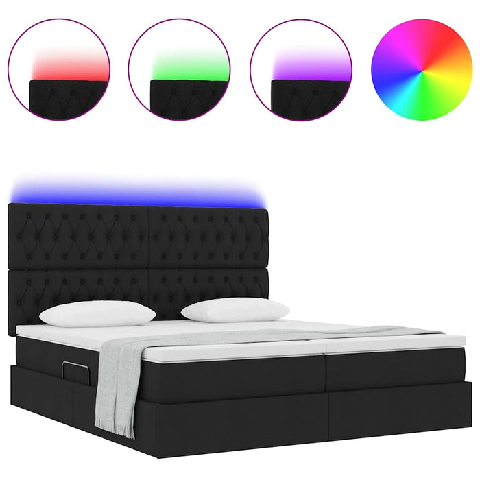 Pat cu lumini cu bandă LED Negru 200 x 200 cm țesătură - WALTI WALTI
