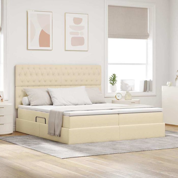 Pat cu lumini cu bandă LED Creme 200 x 200 cm țesătură - WALTI WALTI
