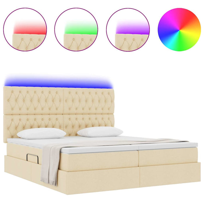 Pat cu lumini cu bandă LED Creme 200 x 200 cm țesătură - WALTI WALTI